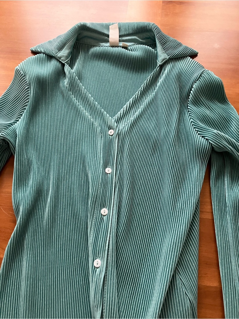 dolan Aqua Ribbed Silky Blouse